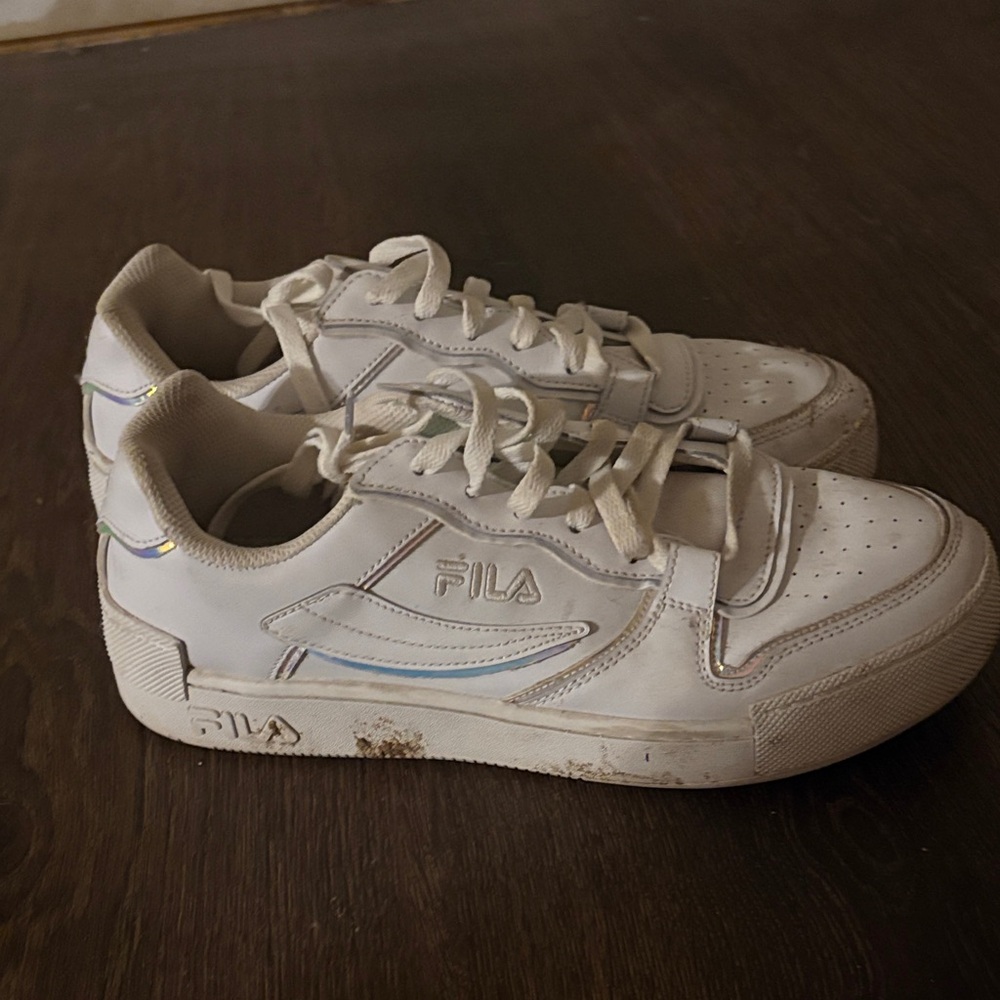 Fila  White Sneakers with Iridescent Accents